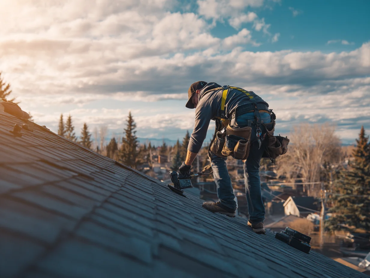 Roofing Contractor Working on Roof